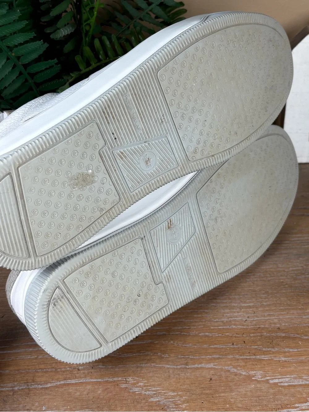 Peter Millar Collection Vantage Pebble Grain Leather White Sneakers Size 9M